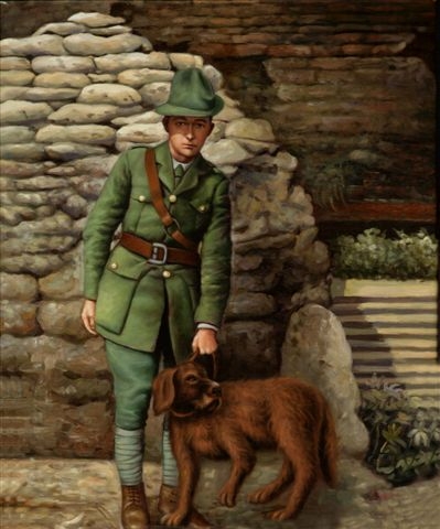 Oil painting of Cornelius McNamara in volunteer uniform circa 1917, taken from a black and white print